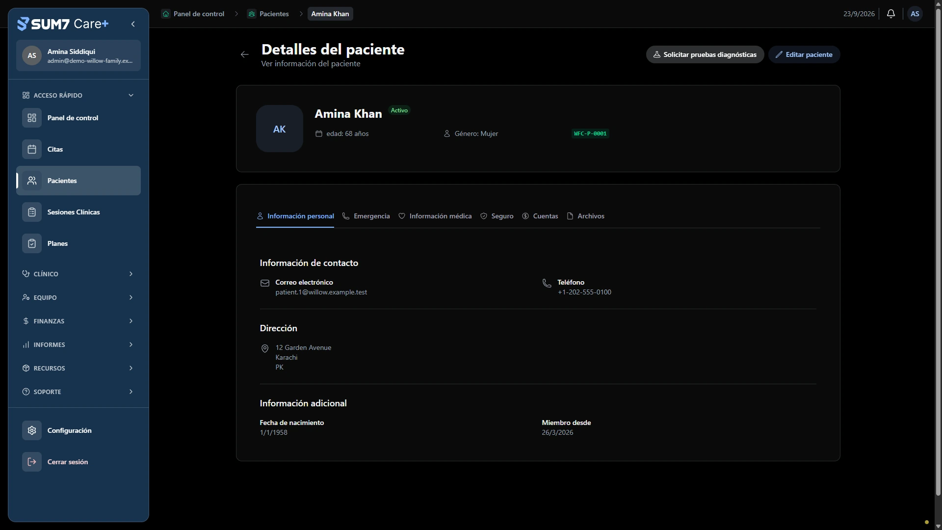 Comienza con el contexto del paciente. · Escritorio