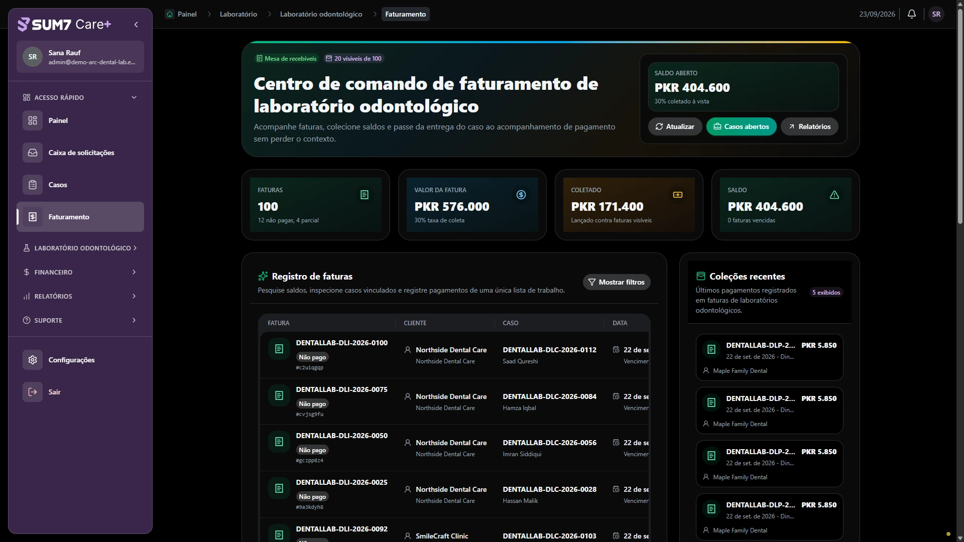 Acompanhe faturas e saldos. · Computador