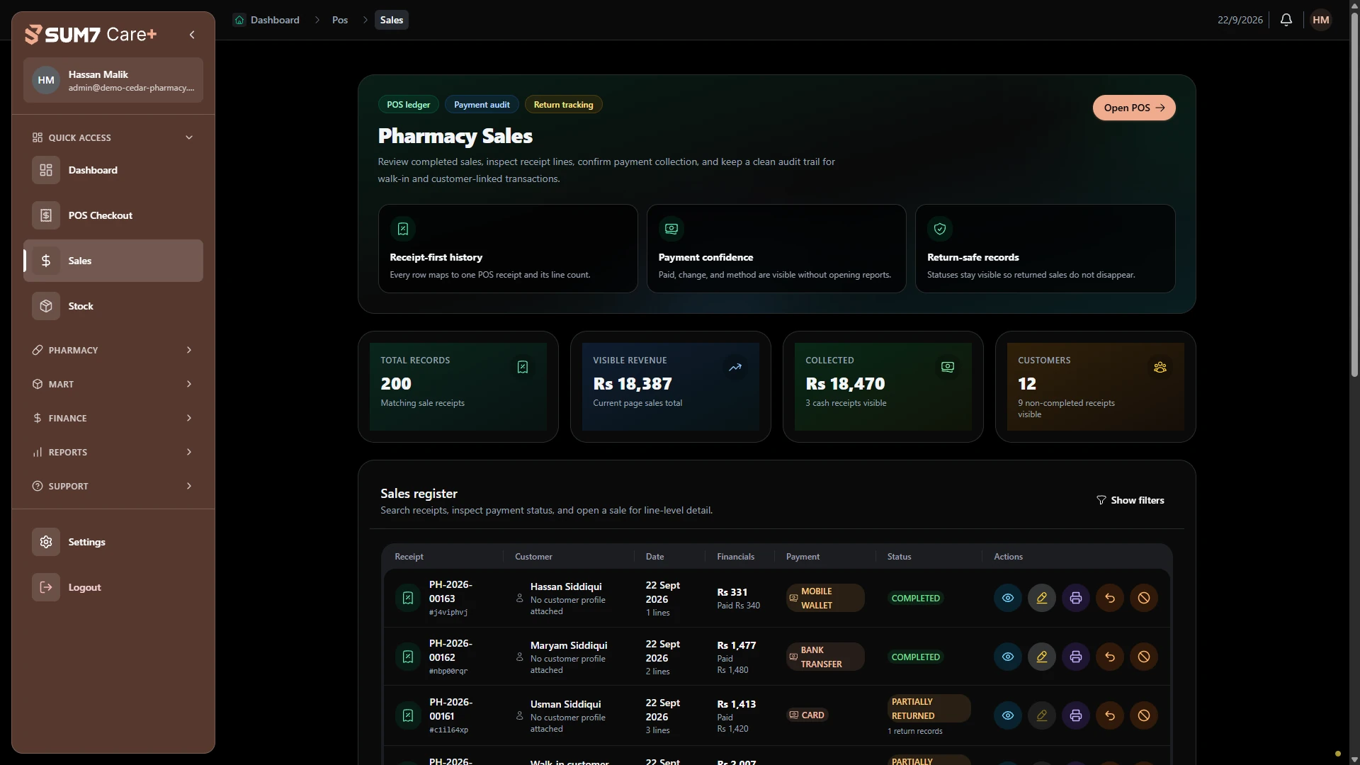 Keep completed sales traceable. · Desktop