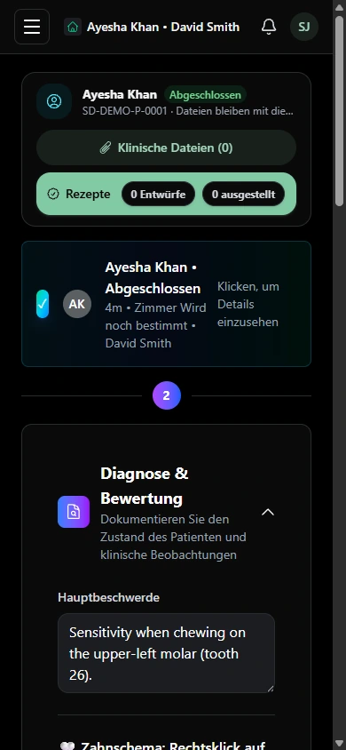 Halten Sie die Behandlung dokumentiert. · Mobilgerät