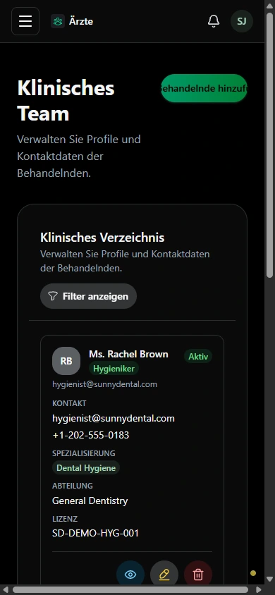 Die Behandelnden hinter den Terminen kennen. · Mobilgerät