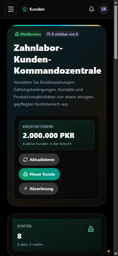 Halten Sie die Arbeit der Kunden organisiert. · Mobilgerät