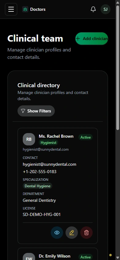 Know the clinicians behind the appointments. · Mobile