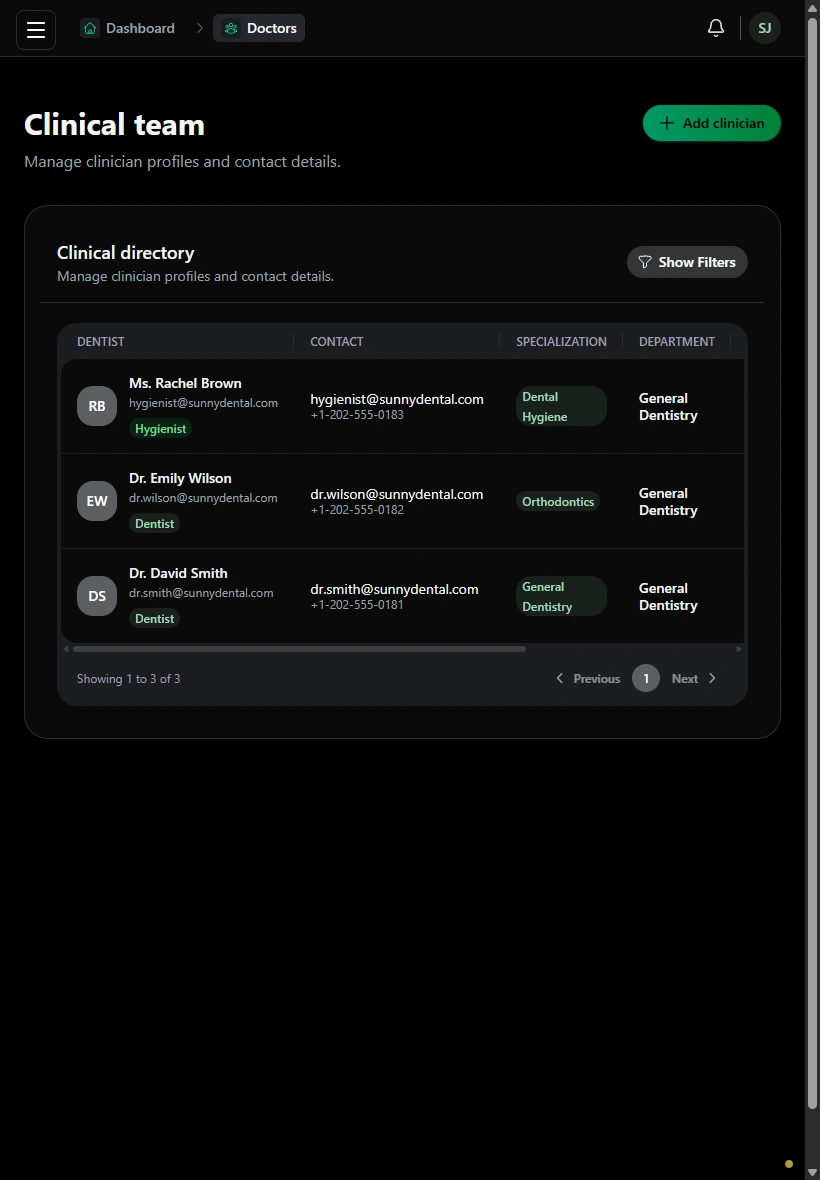 Know the clinicians behind the appointments. · Tablet