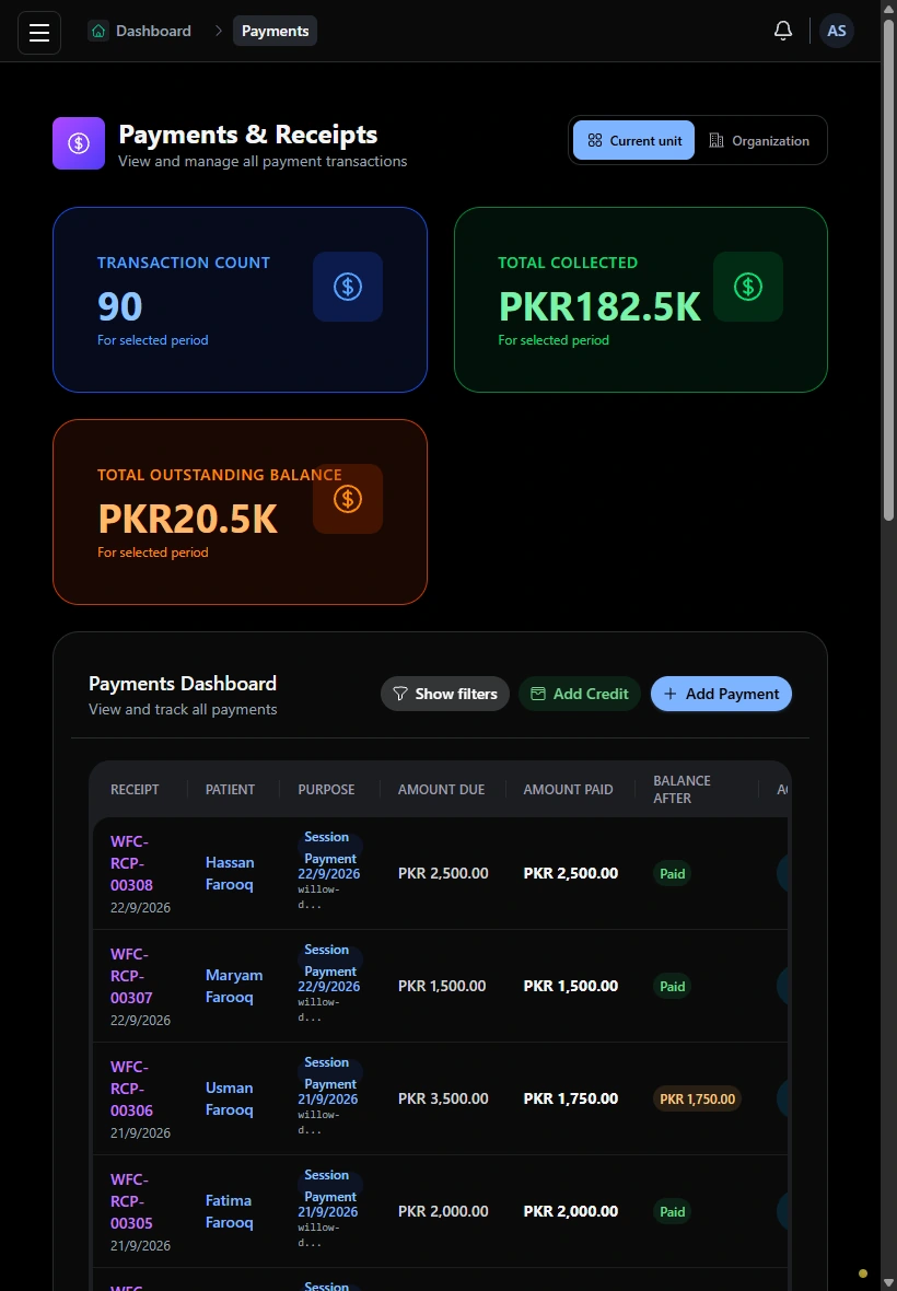 Review payments in one register. · Tablet