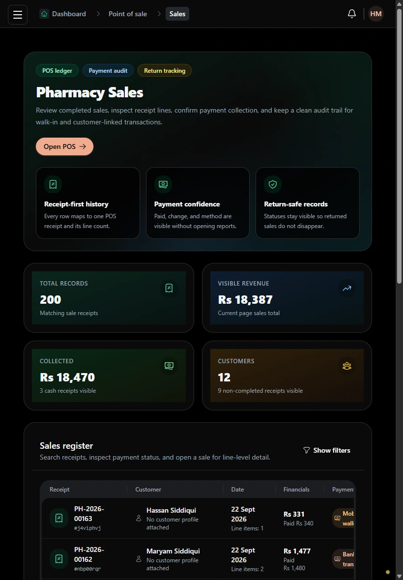 Keep completed sales traceable. · Tablet