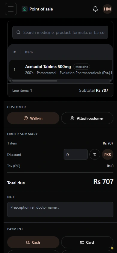 Keep the sale clear from item to total. · Mobile