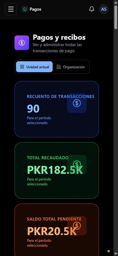 Revisar los pagos en un solo registro. · Móvil
