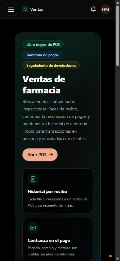 Mantener las ventas completadas rastreables. · Móvil