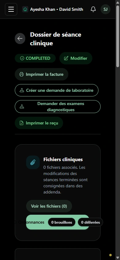 Retrouvez le dossier de traitement et son contexte de facturation. · Mobile