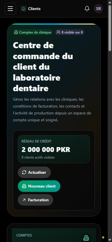 Garder le travail des clients organisé. · Mobile