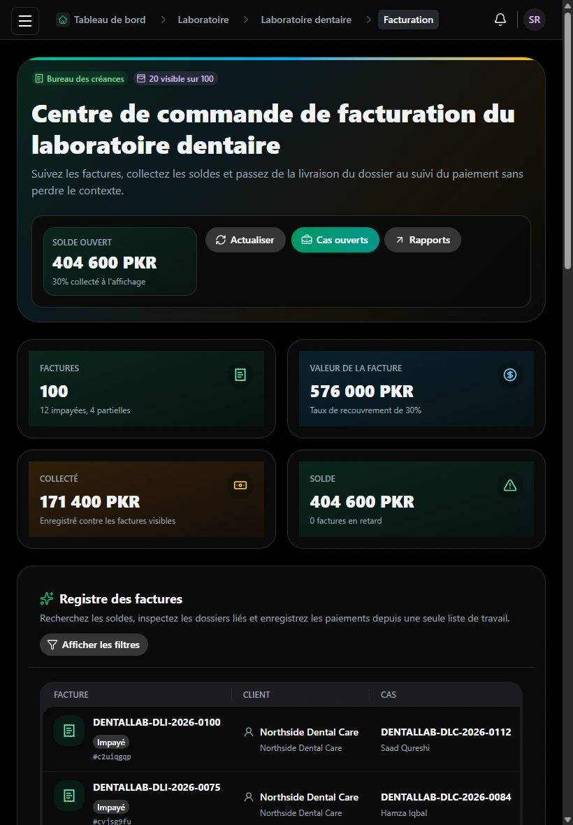 Suivre les factures et les soldes. · Tablette