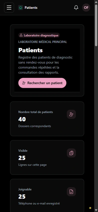 Trouver le bon dossier patient. · Mobile