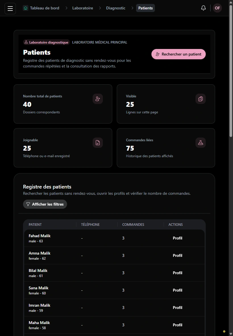 Trouver le bon dossier patient. · Tablette