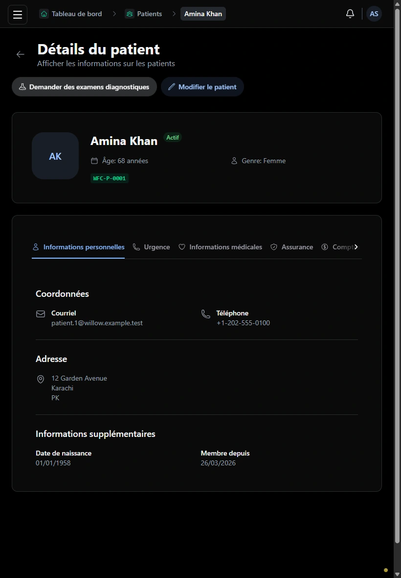 Commencez par le contexte du patient. · Tablette