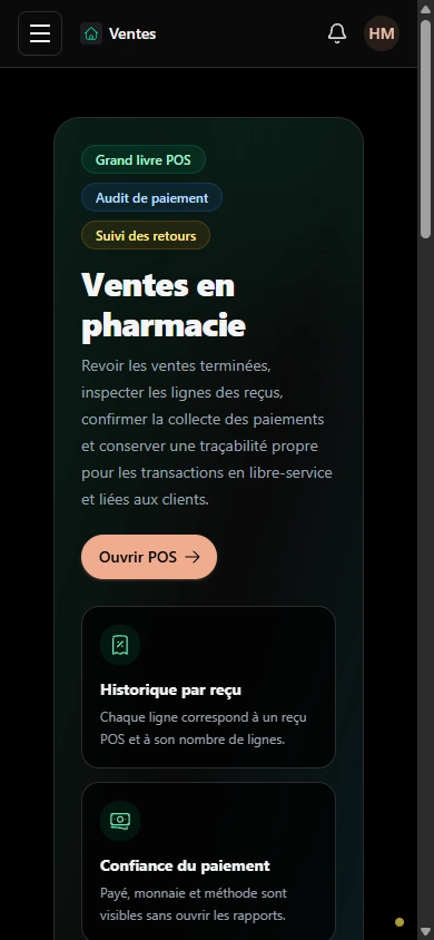 Garder les ventes complétées traçables. · Mobile
