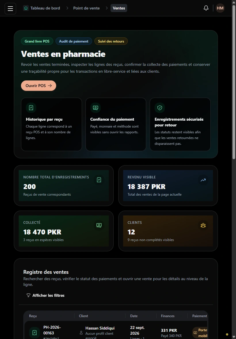 Garder les ventes complétées traçables. · Tablette