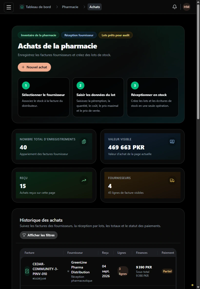 Suivez l'activité des achats. · Tablette
