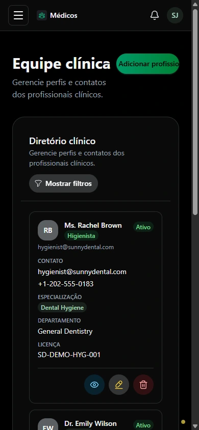 Conheça os profissionais responsáveis pelas consultas. · Celular