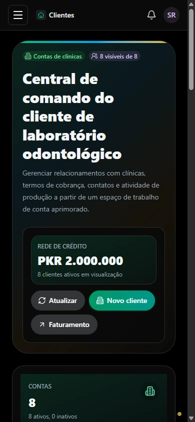 Mantenha o trabalho dos clientes organizado. · Celular