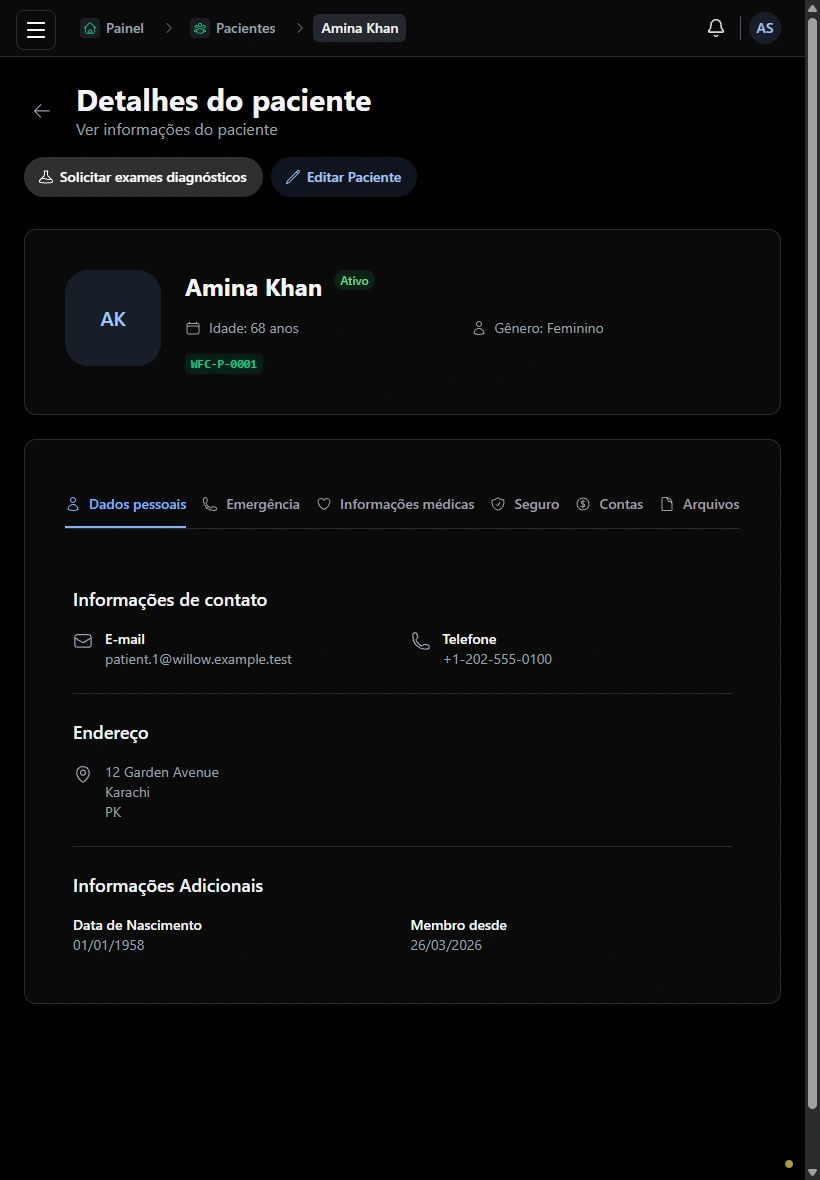 Comece com o contexto do paciente. · Tablet