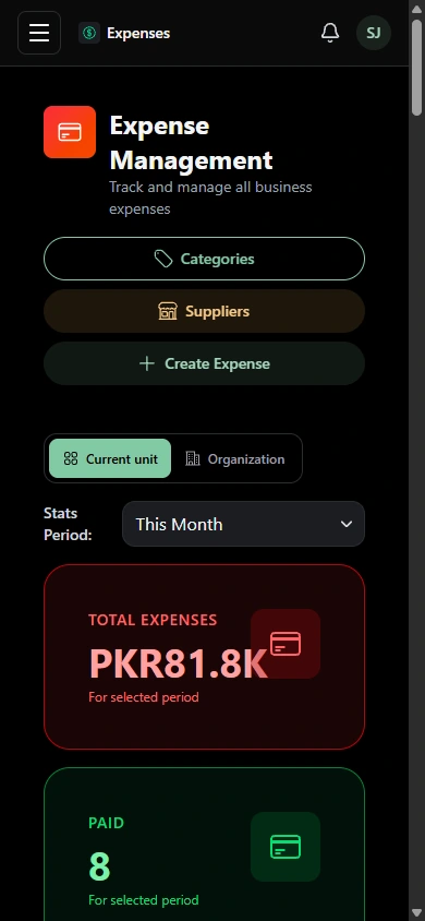 Expenses · Mobile